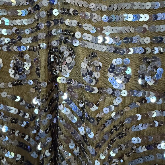 Free People Blue Sequin Cocktail Party Y2K V-Neck Dress Flirty Club Medium - Picture 9 of 16